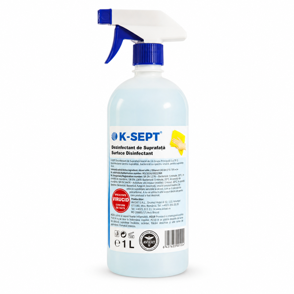 K-SEPT Dezinfectant de Suprafețe 1L cu Pulverizator
