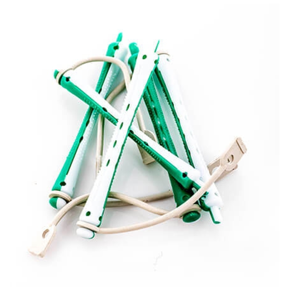 Bigudiuri Permanent Lungi Verde/Alb 12 buc 6 mm